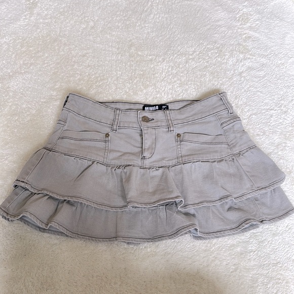 Minga London Kat Washed Denim Y2K Denim Skirt - Picture 1 of 3